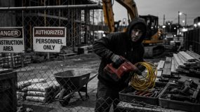 A thief stealing tools