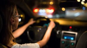 Headlights on a dark road